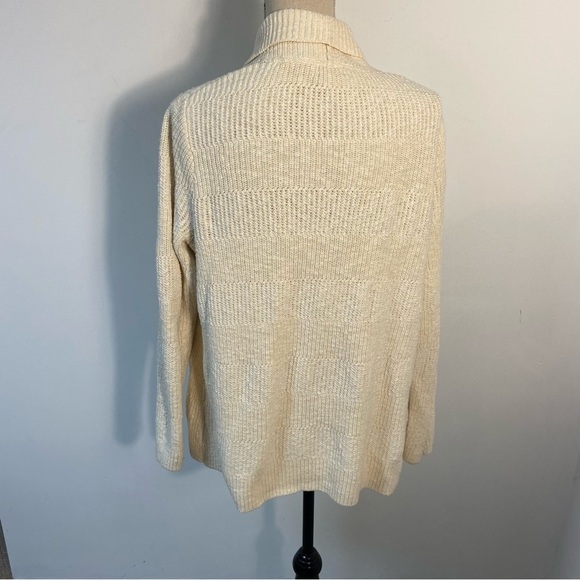 LL Bean Women’s Sweater Open Front Cream Cotton Large Grannie Core - Picture 9 of 10